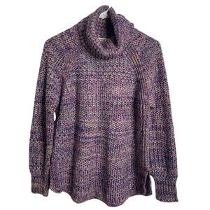 John Paul Richard Womens Turtleneck Sweater S Marled Bishop Sleeve Chunky Knit
